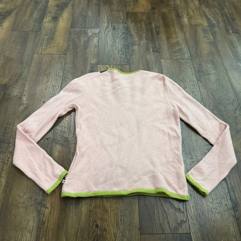 Tommy Hilfiger Pink Argyle Sweater Wool Cashmere Blend Womens L Y2K Preppy Knit